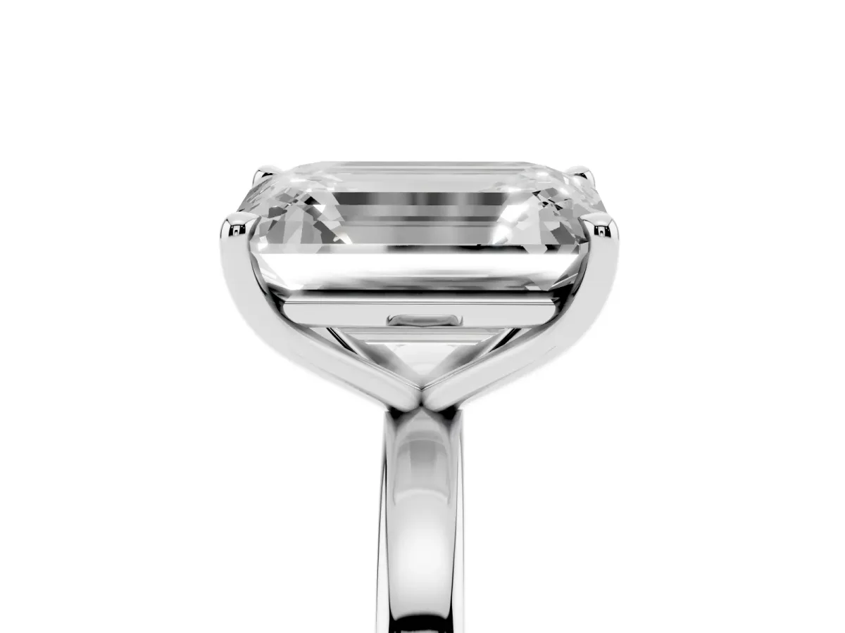 Fancy Green Emerald Cut and Emerald Cut Toi Moi Ring with Prong Setting Platinum