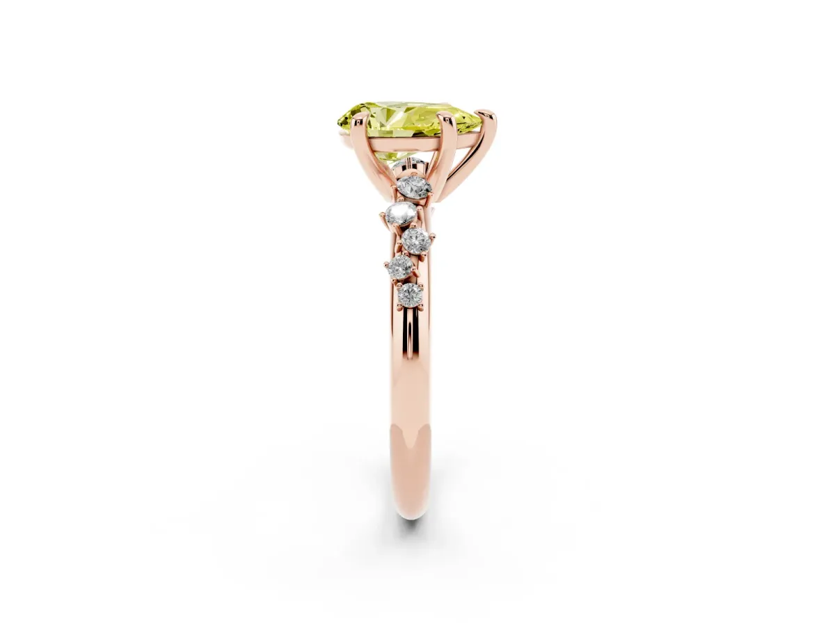 Fancy Yellow Pear Cut Cut Diamond Vine Band with Four-Prong Setting Rose gold