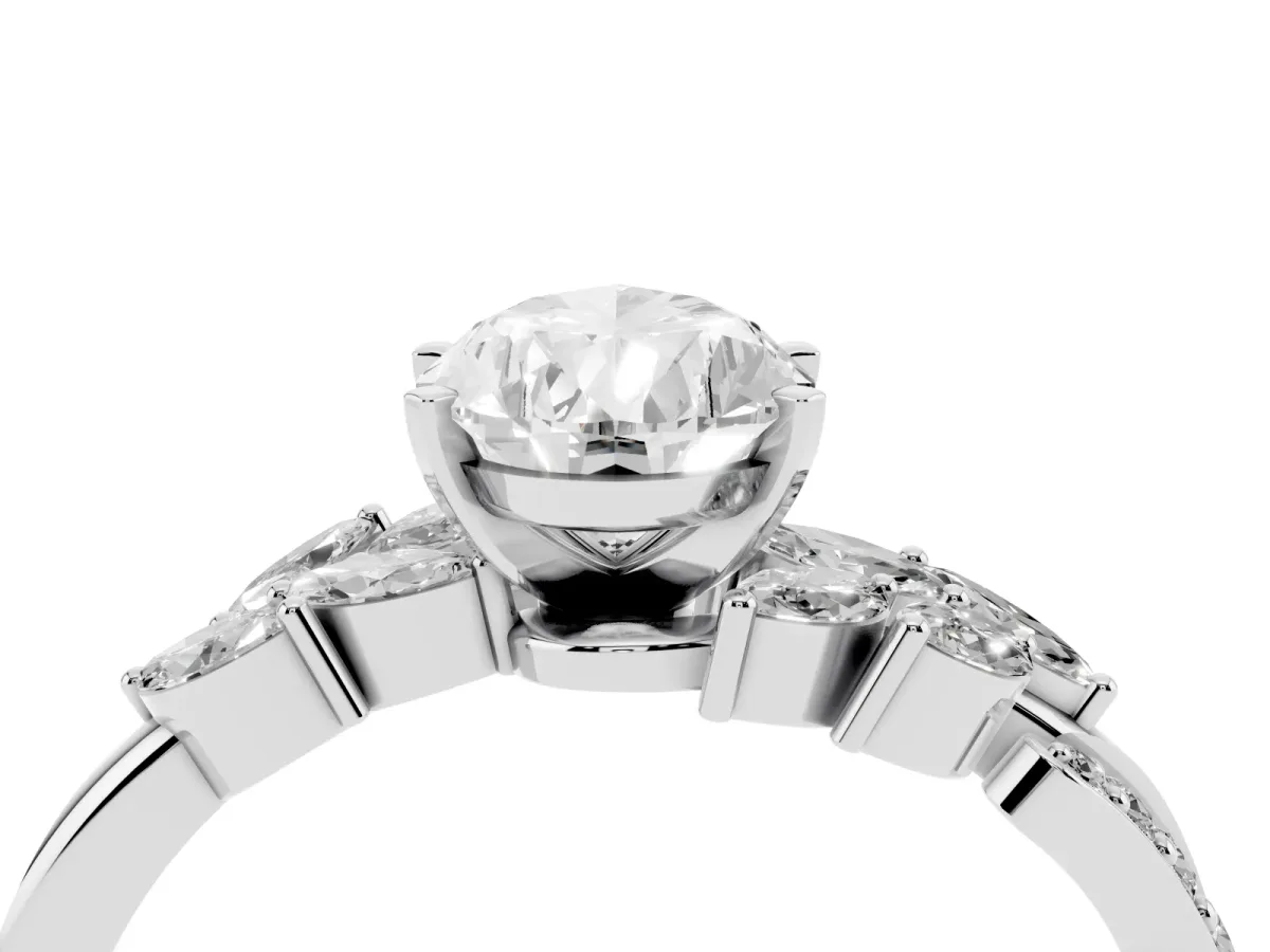 Pear Cut Solitaire Marquise Twist Band with Six-Prong Setting Silver