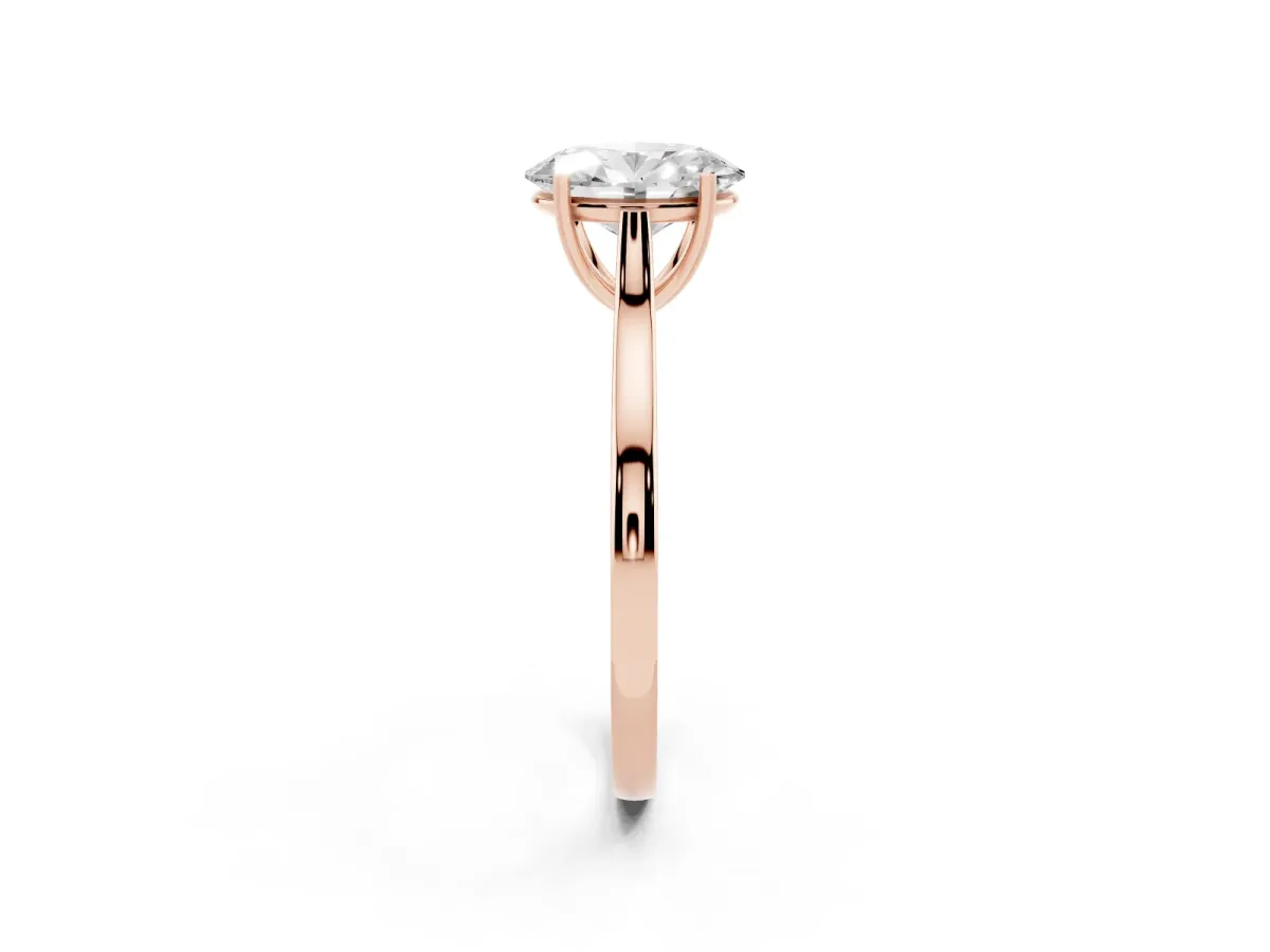 Oval Cut Solitaire Heart Prong Engagement Ring with Tapered Band Rose gold