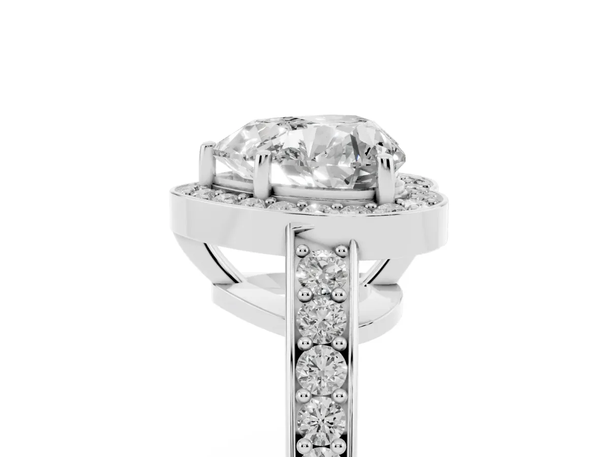 Heart Cut Halo Pavé Diamond Engagement Ring with Bezel Setting Platinum