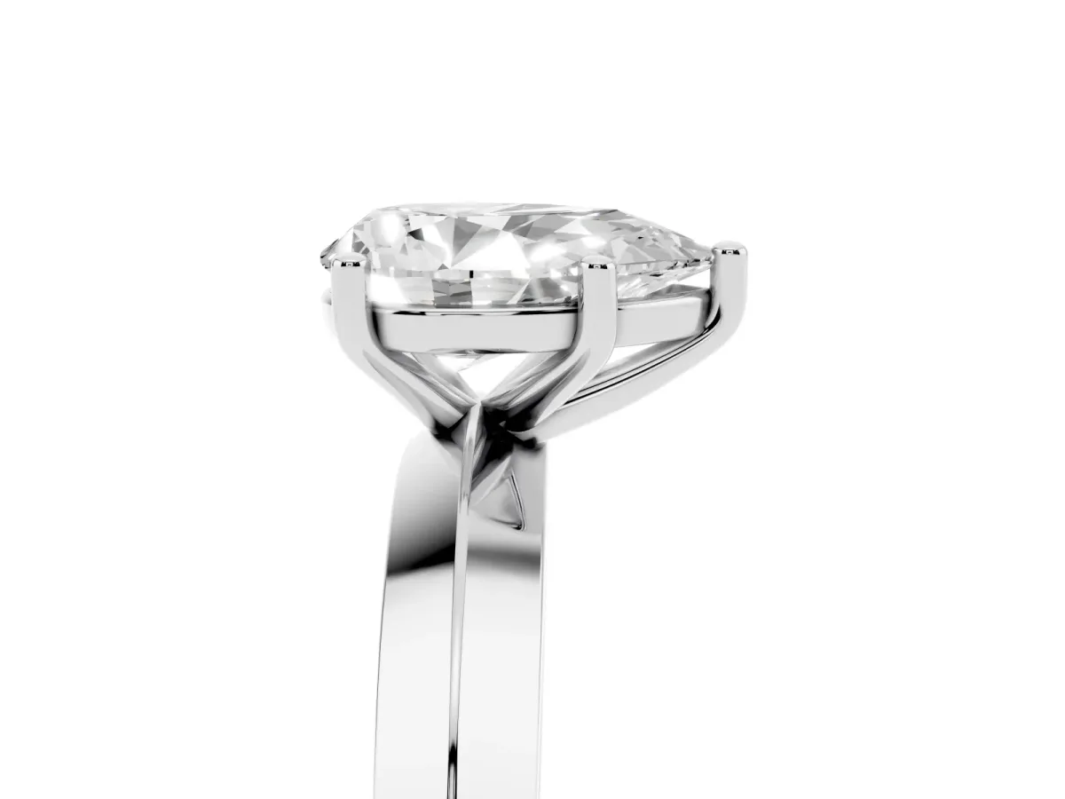 Pear Cut Cut Solitaire Engagement Ring with Flat Band and Four-Prong Setting Platinum
