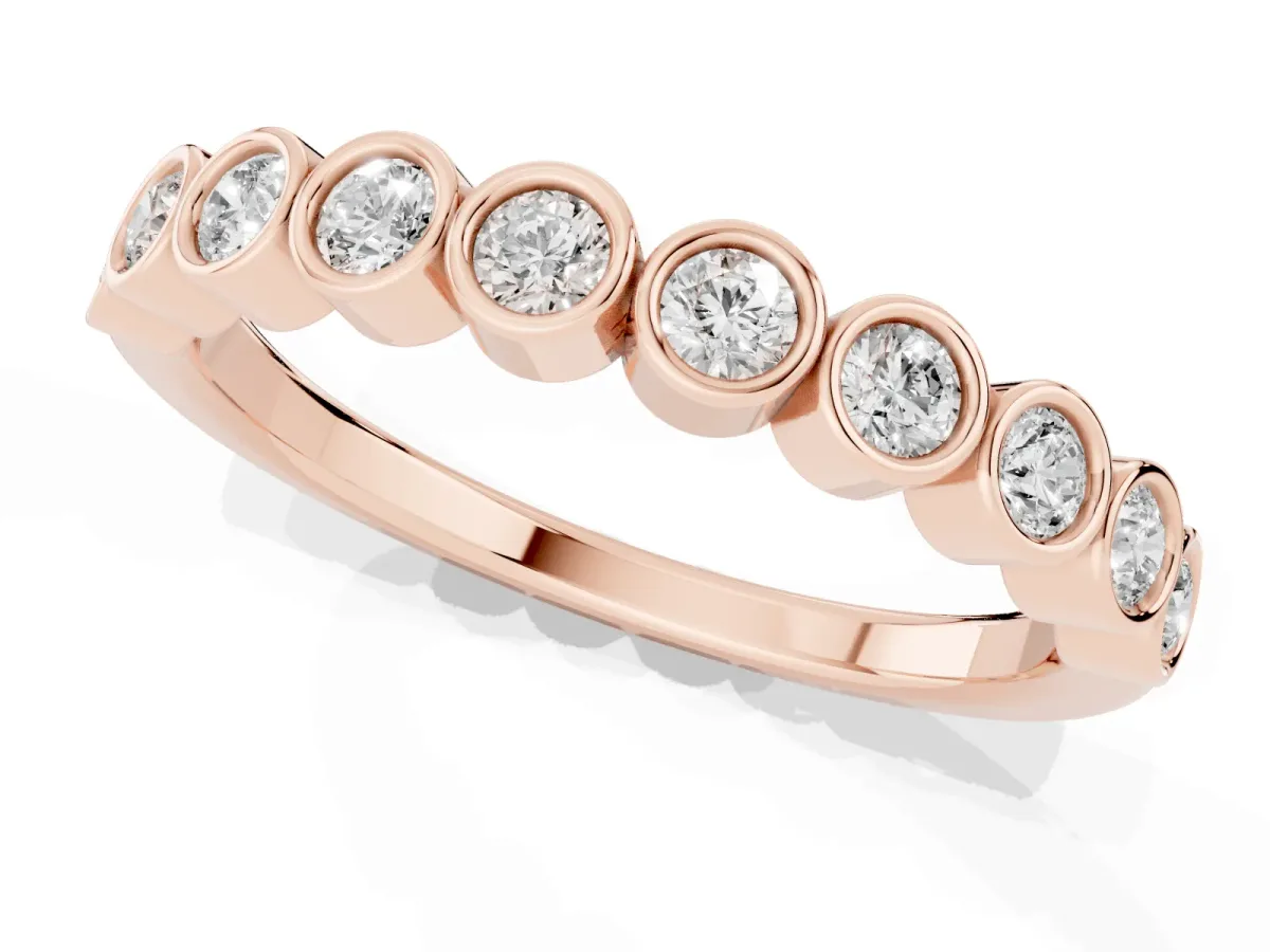 Bezel Set Round Diamond Eternity Band Rose gold