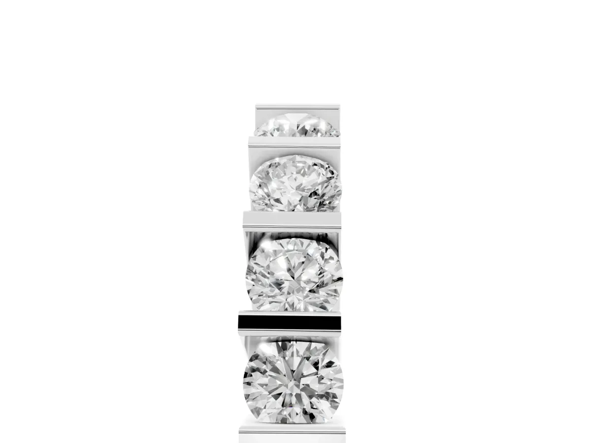 Channel Set Round Diamond Half Eternity Band with Bar Prong Setting Platinum