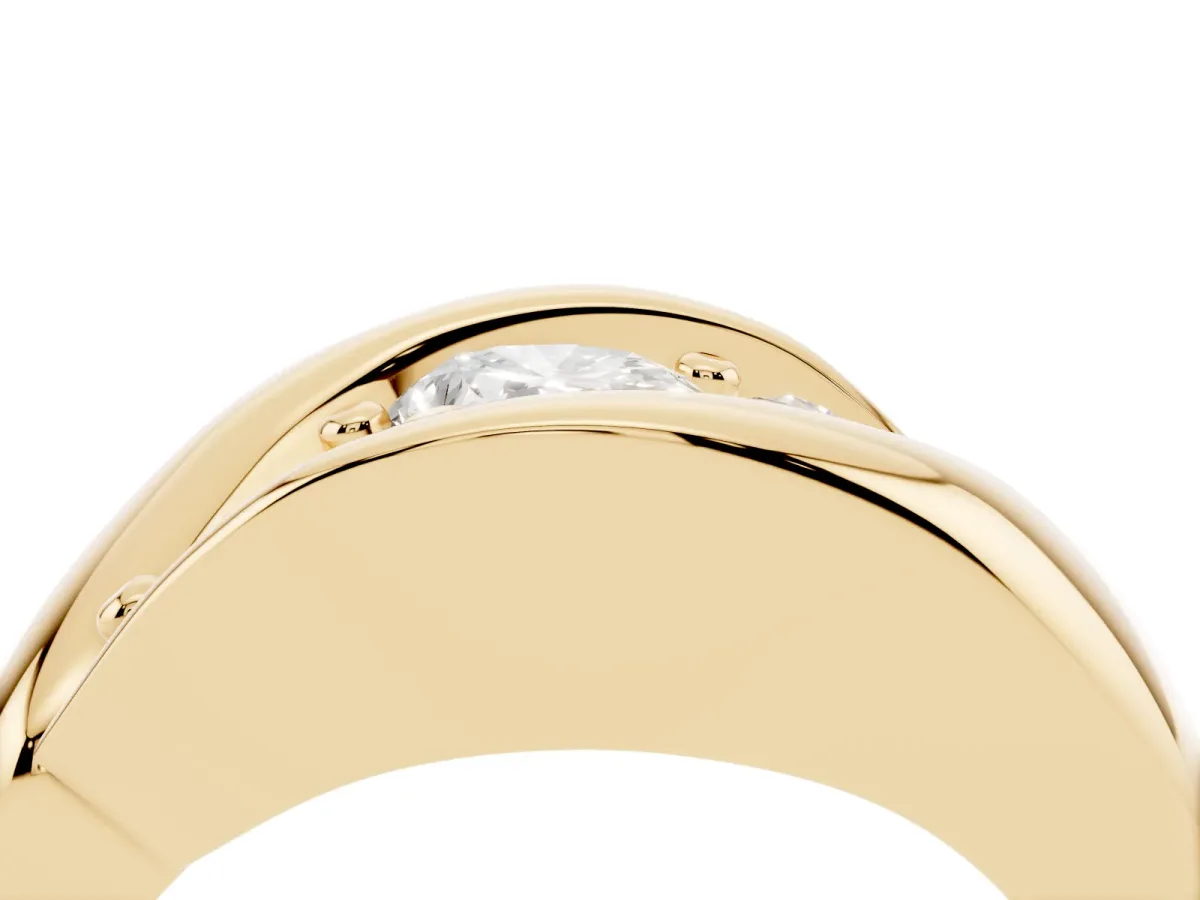 Channel Set Pear Cut Diamond Crossover Band Yellow gold