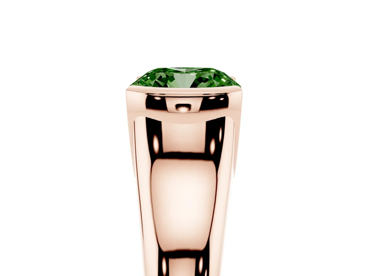 Fancy Green Cushion Cut Solitaire Tension Set Diamond Ring with Split Shank Band Rose gold