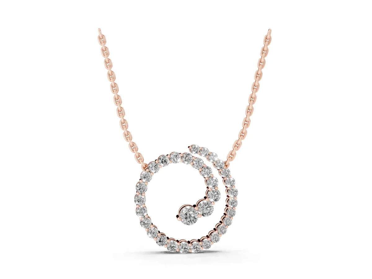Round Diamond Spiral Pendant with Prong Setting Rose gold