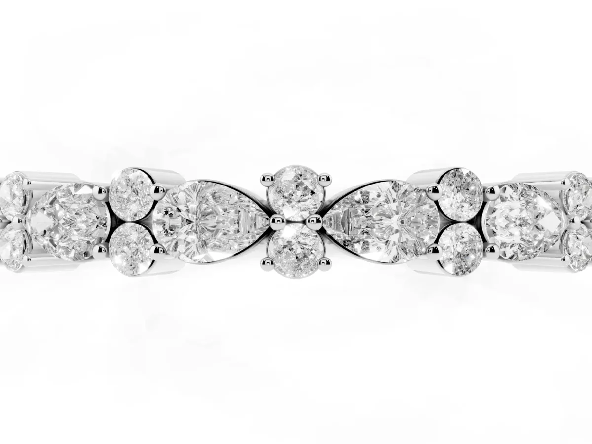 Pear and Round Diamond Wedding Band Platinum