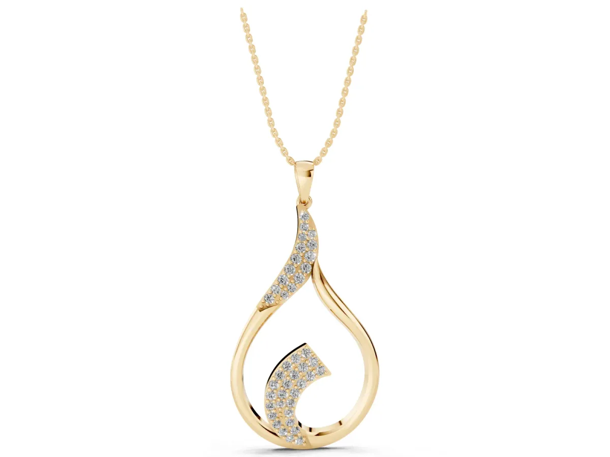 Pavé Round Diamond Twist Pendant Yellow gold