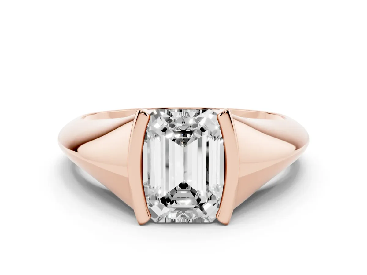 Emerald Cut Solitaire Tension Set Diamond Ring Rose gold