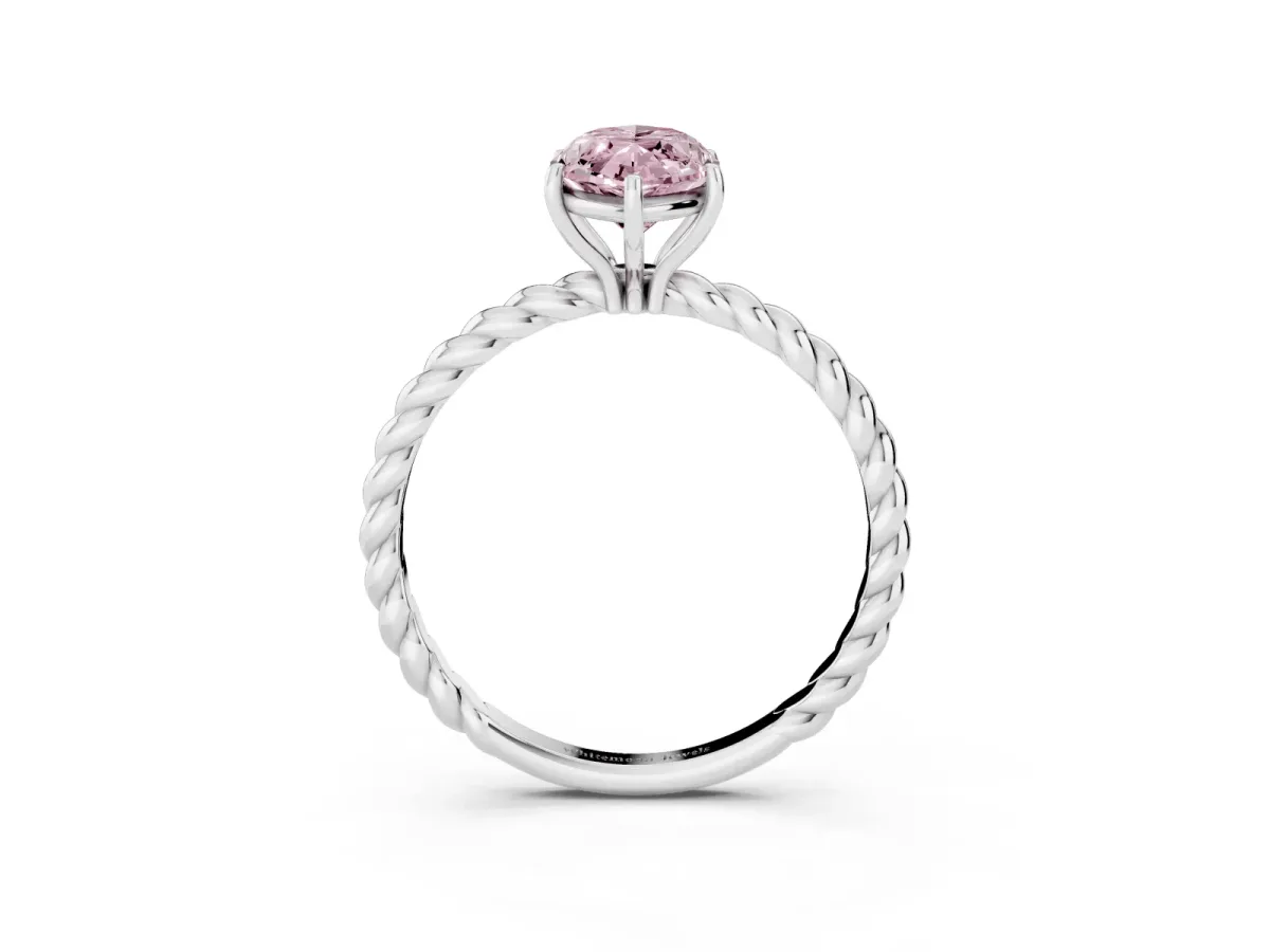 Fancy Pink Marquise Cut Solitaire Twisted Band 4-Prong Ring Silver