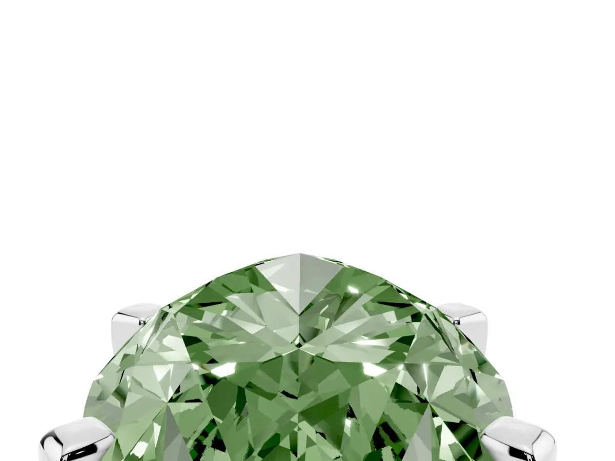 Fancy Green Marquise Cut Diamond Solitaire Ring with Prong Setting and Classic Band Silver