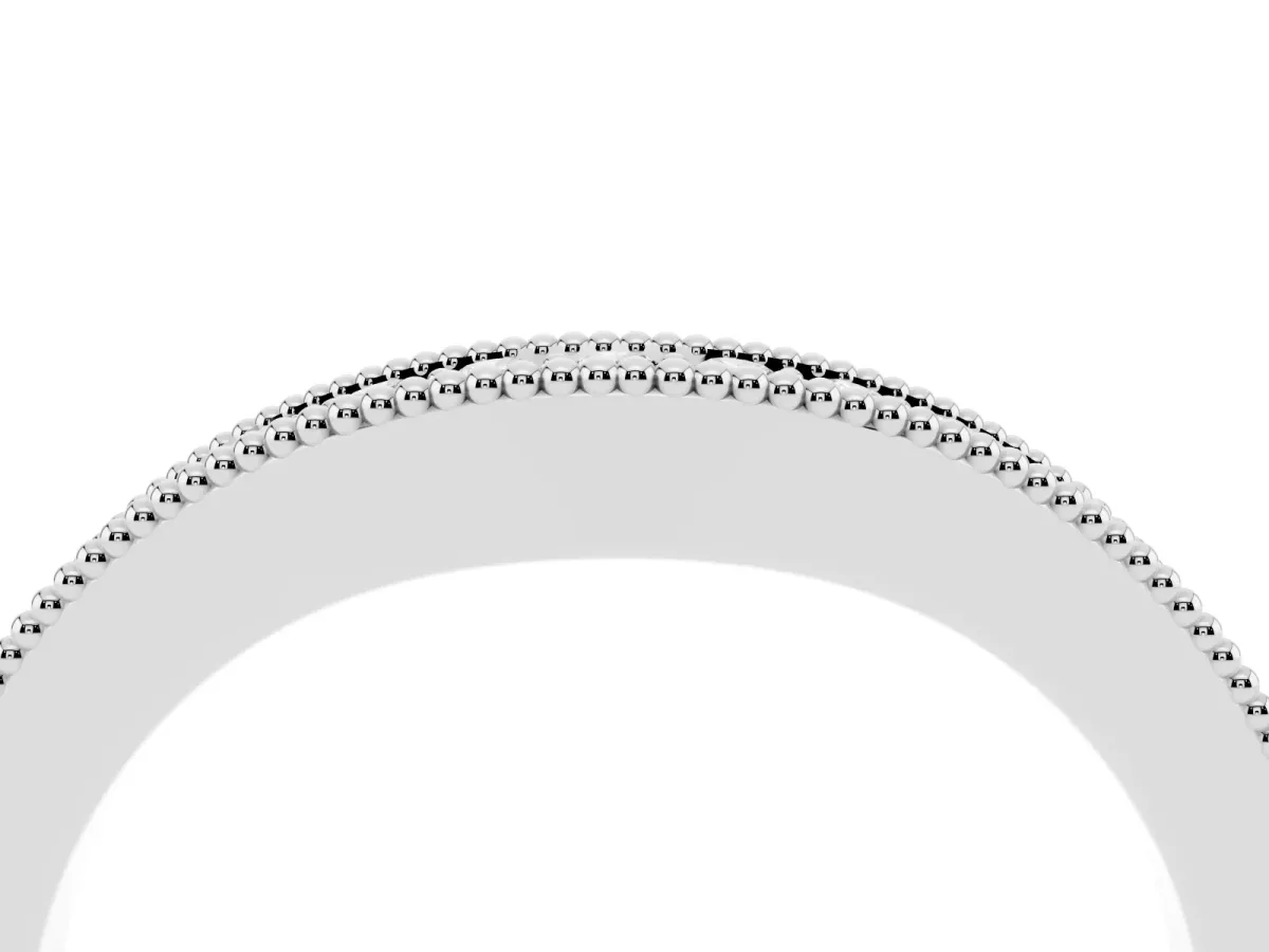 Pavé Round Diamond Contour Band with Milgrain Edge Platinum