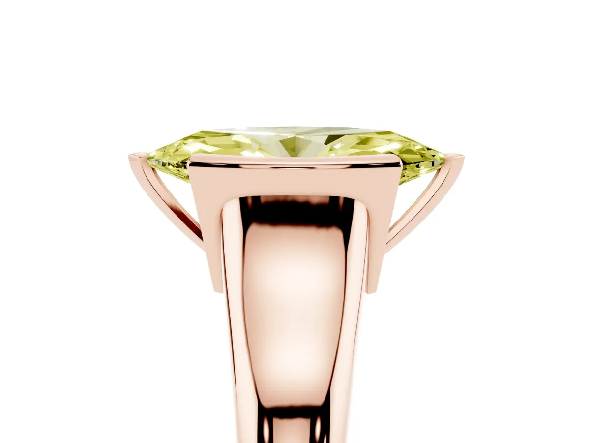 Fancy Yellow Marquise Cut Solitaire Tension Set Diamond Ring with Split Shank Band Rose gold