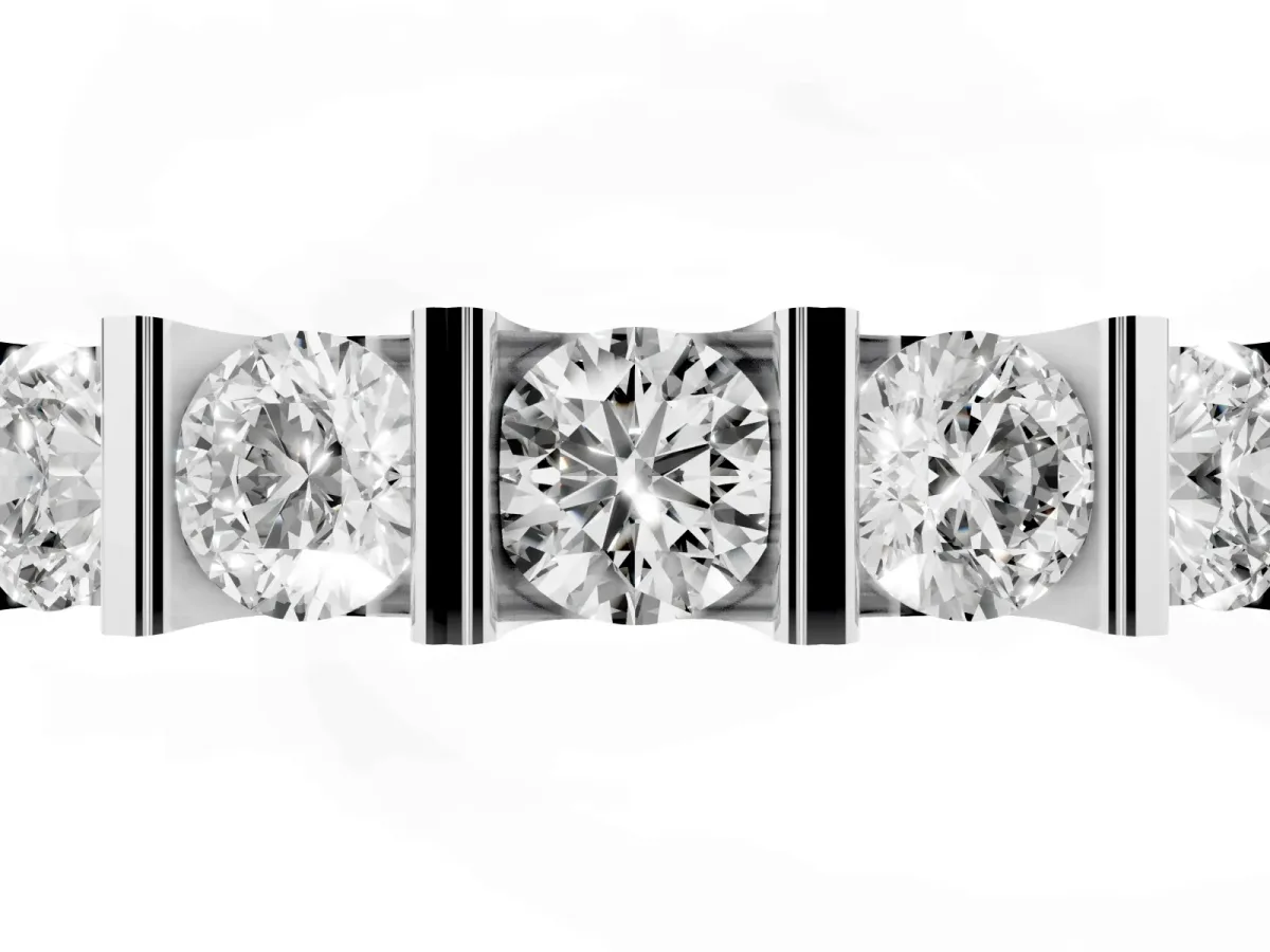 Channel-Set Round Diamond Five-Stone Band Platinum