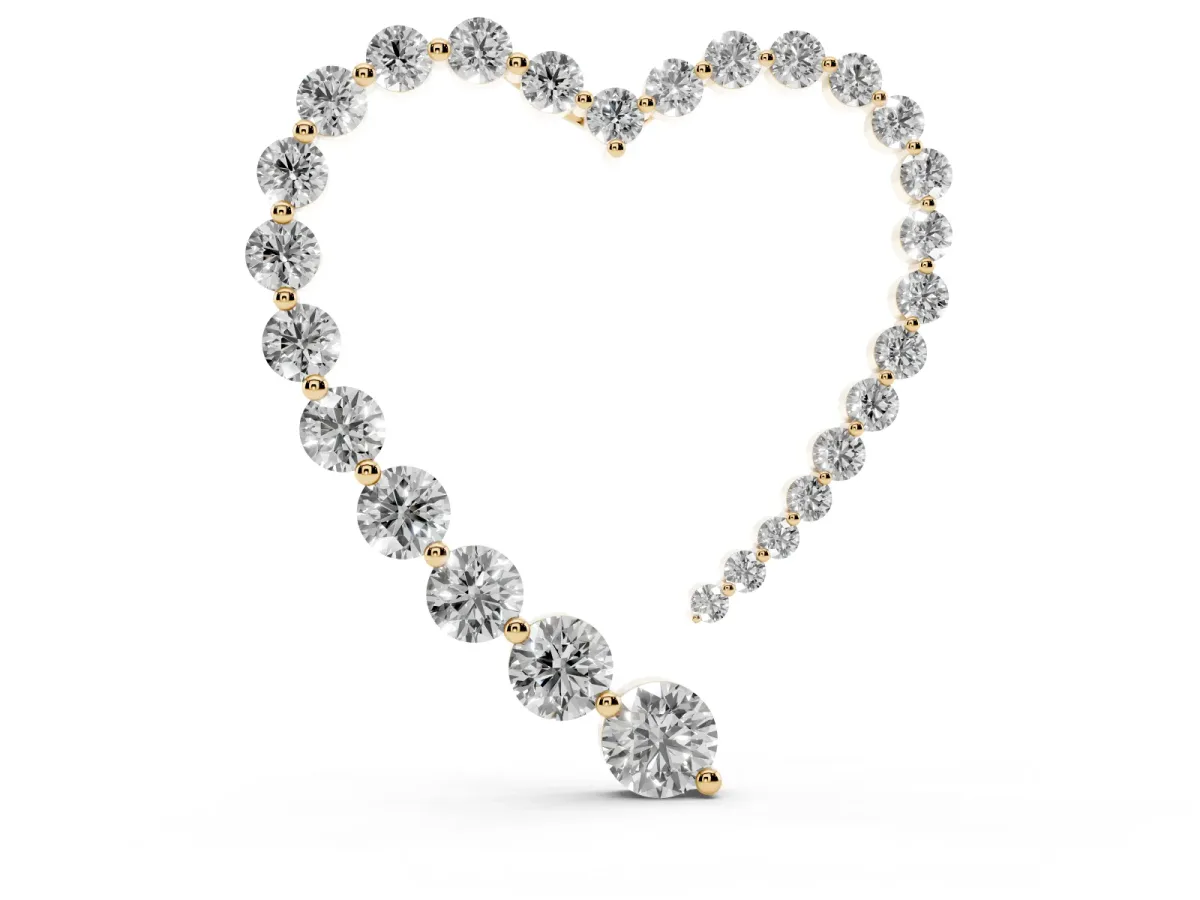 Round Diamond Heart Pendant with Prong Setting Yellow gold