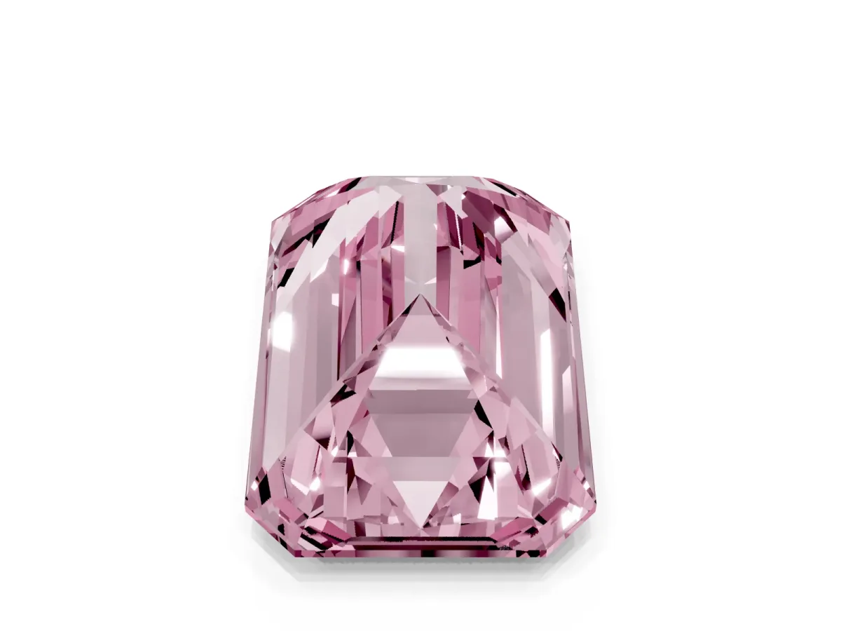 Fancy Pink Emerald Cut Solitaire Twist Band Six-Prong Setting Silver
