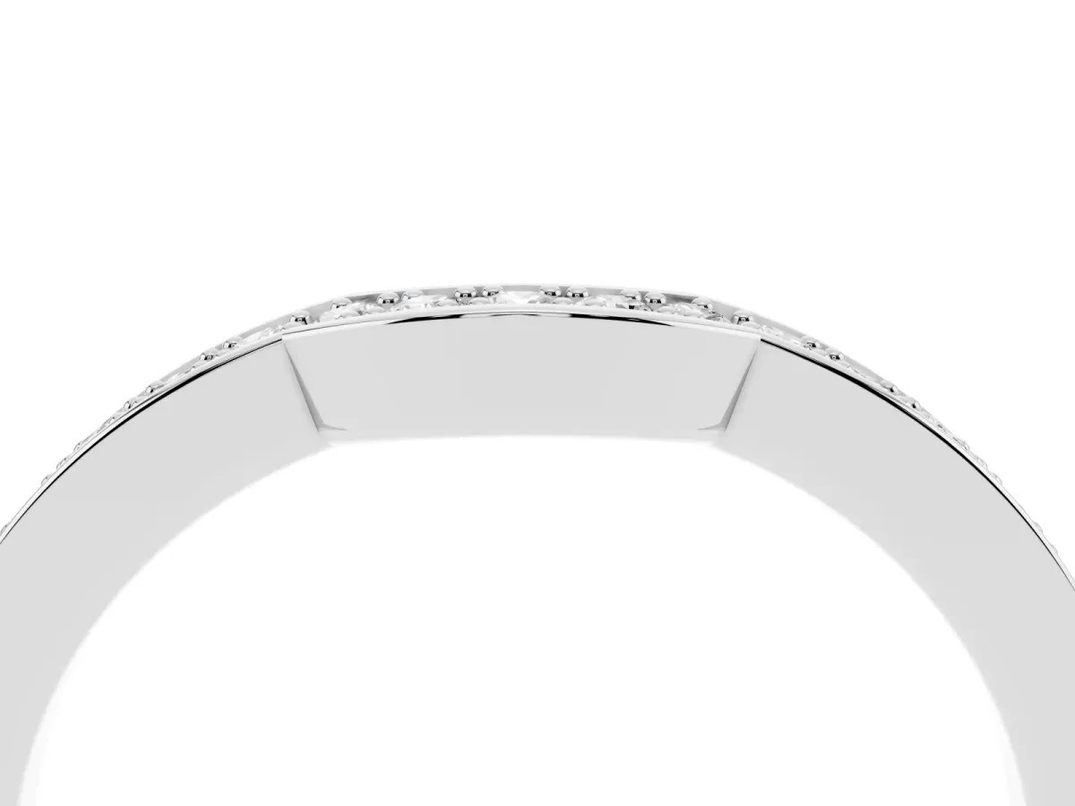 Pavé Round Diamond Contour Band with Channel Setting White gold