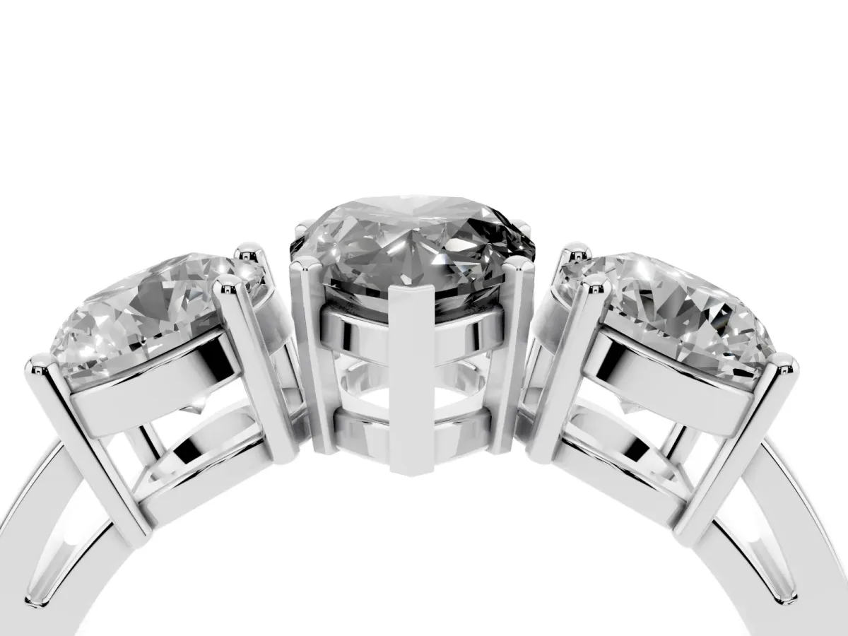 Fancy Black Three-Stone Pear Cut Diamond Ring with Round Side Stones, Classic Band, and Four-Prong Setting Silver
