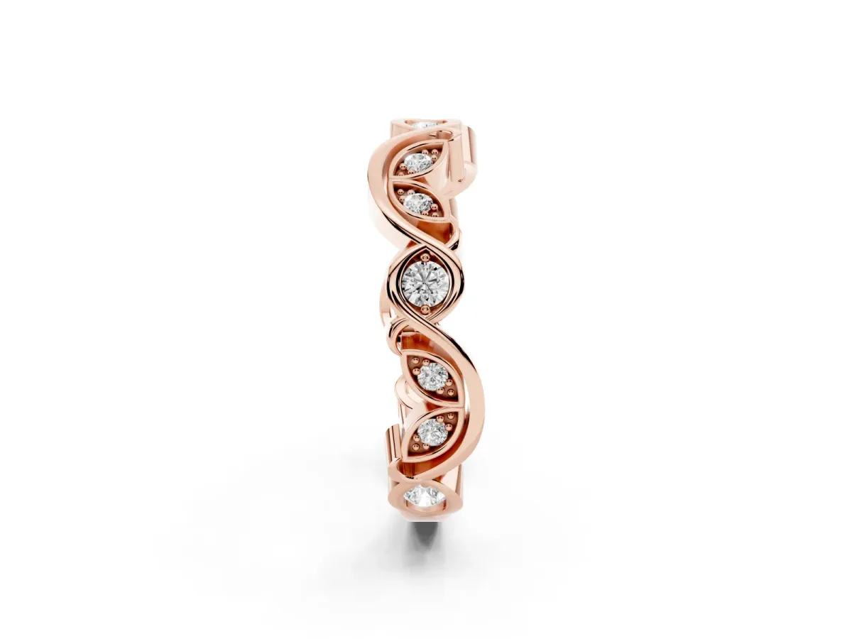 Marquise and Round Diamond Infinity Eternity Band with Bezel Setting Rose gold