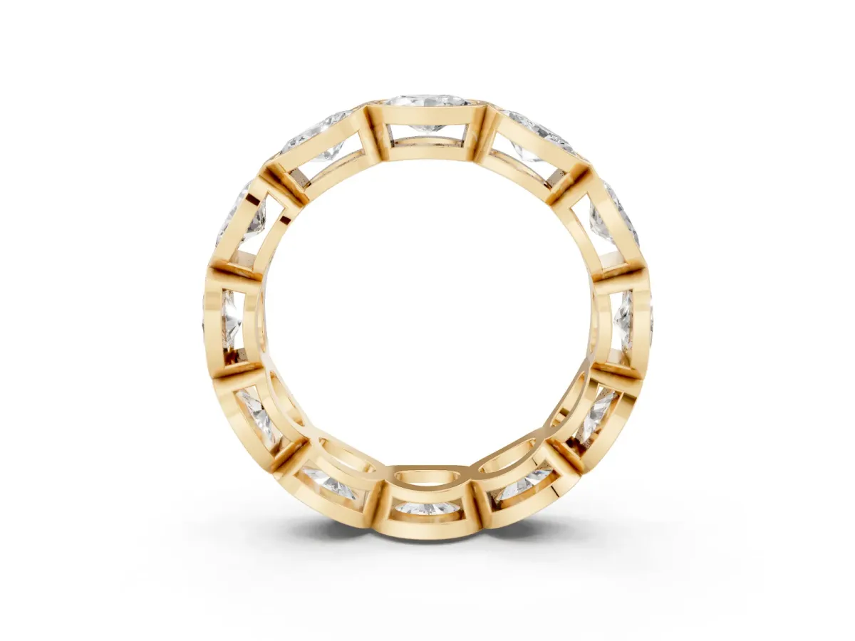 Oval Diamond Bezel Set Eternity Wedding Band Yellow gold