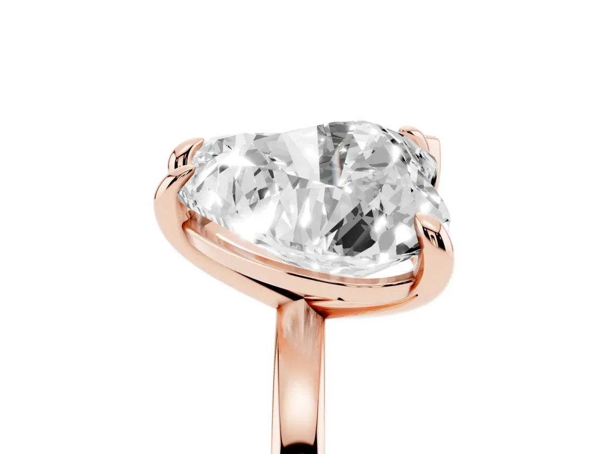 Pear and Heart Toi Moi Ring with Prong Setting and Plain Band Rose gold