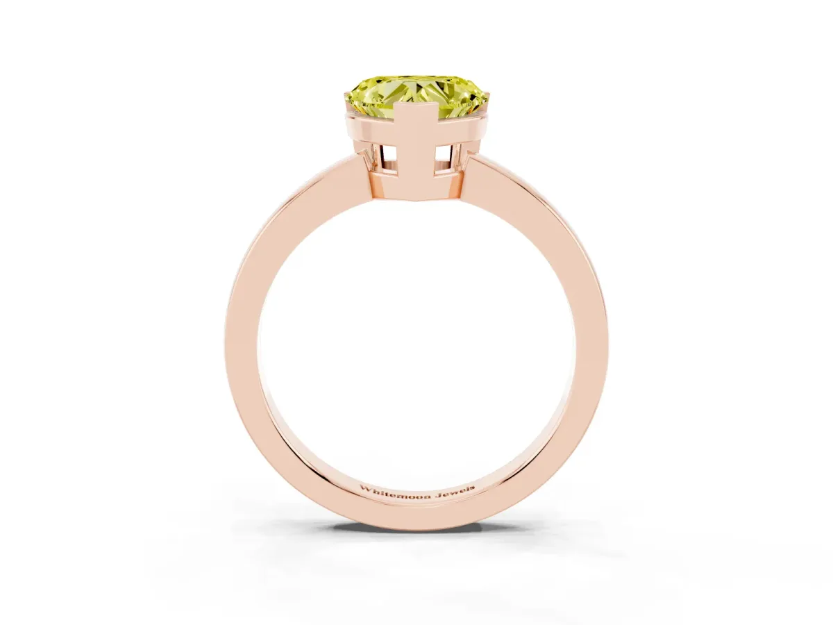 Fancy Yellow Heart Cut Cut Solitaire Ring with Four-Prong Setting and Classic Band Rose gold