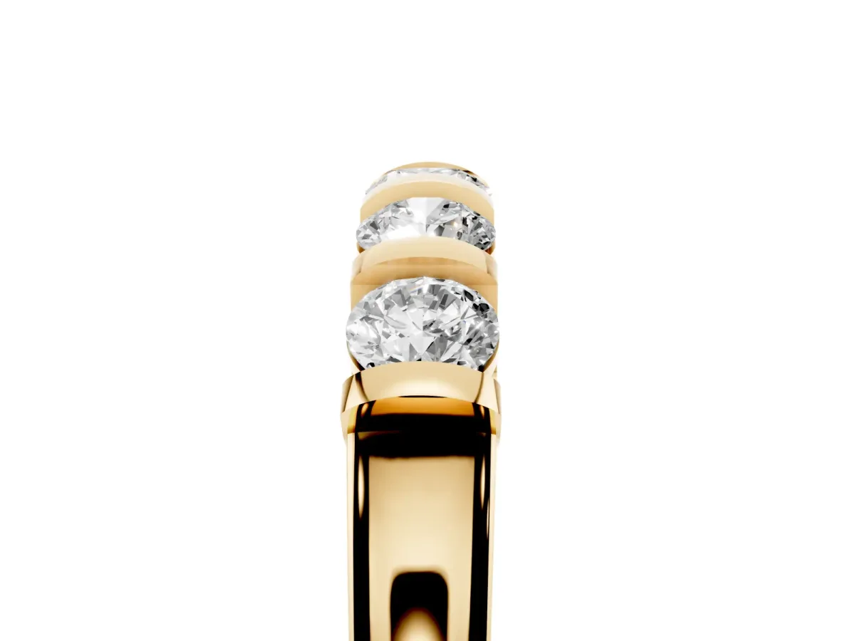 Five-Stone Round Diamond Half-Eternity Bar-Set Ring Yellow gold