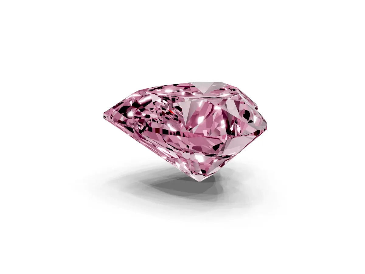 Fancy Pink Heart Cut Diamond Ring with Marquise Side Stones and Prong Setting Yellow gold