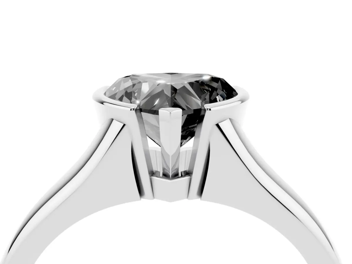 Fancy Black Heart Cut Solitaire Tension Set Diamond Ring with Split Shank Band Silver
