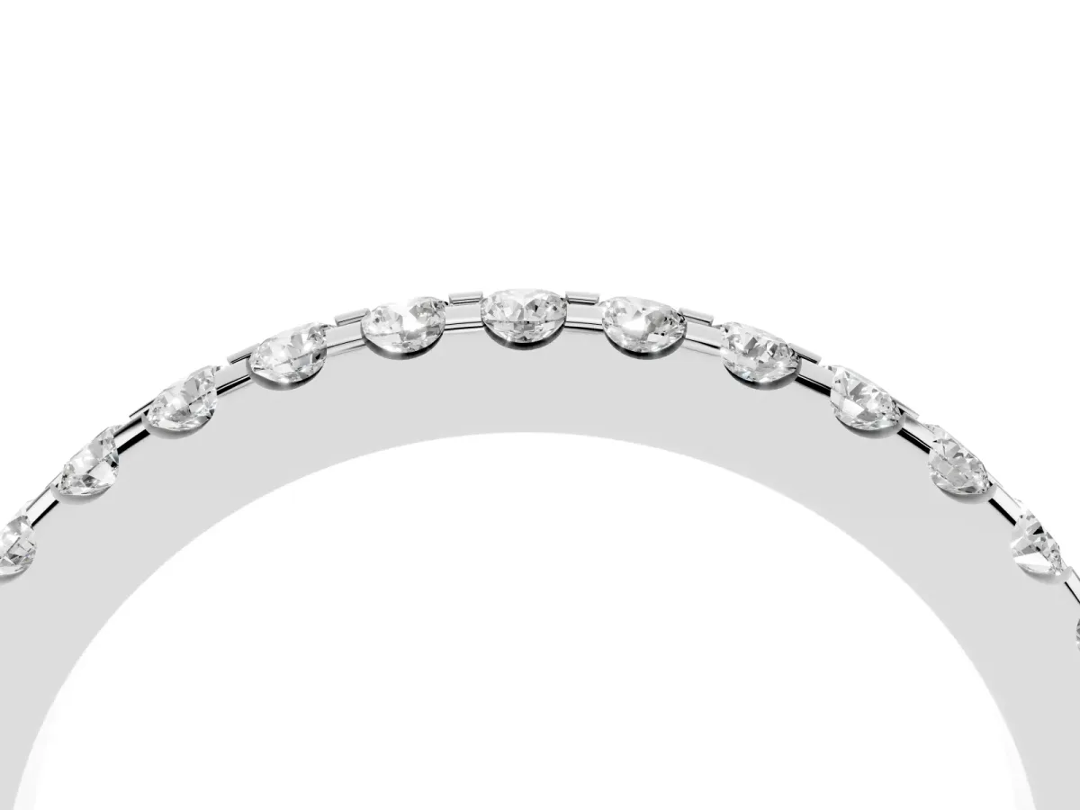 Round Diamond Pavé Eternity Band with Micro Prong Setting Silver