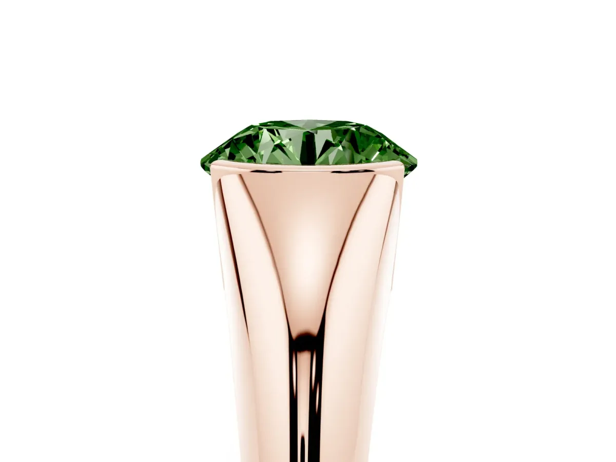 Fancy Green Round Cut Solitaire Tension Set Diamond Ring Rose gold