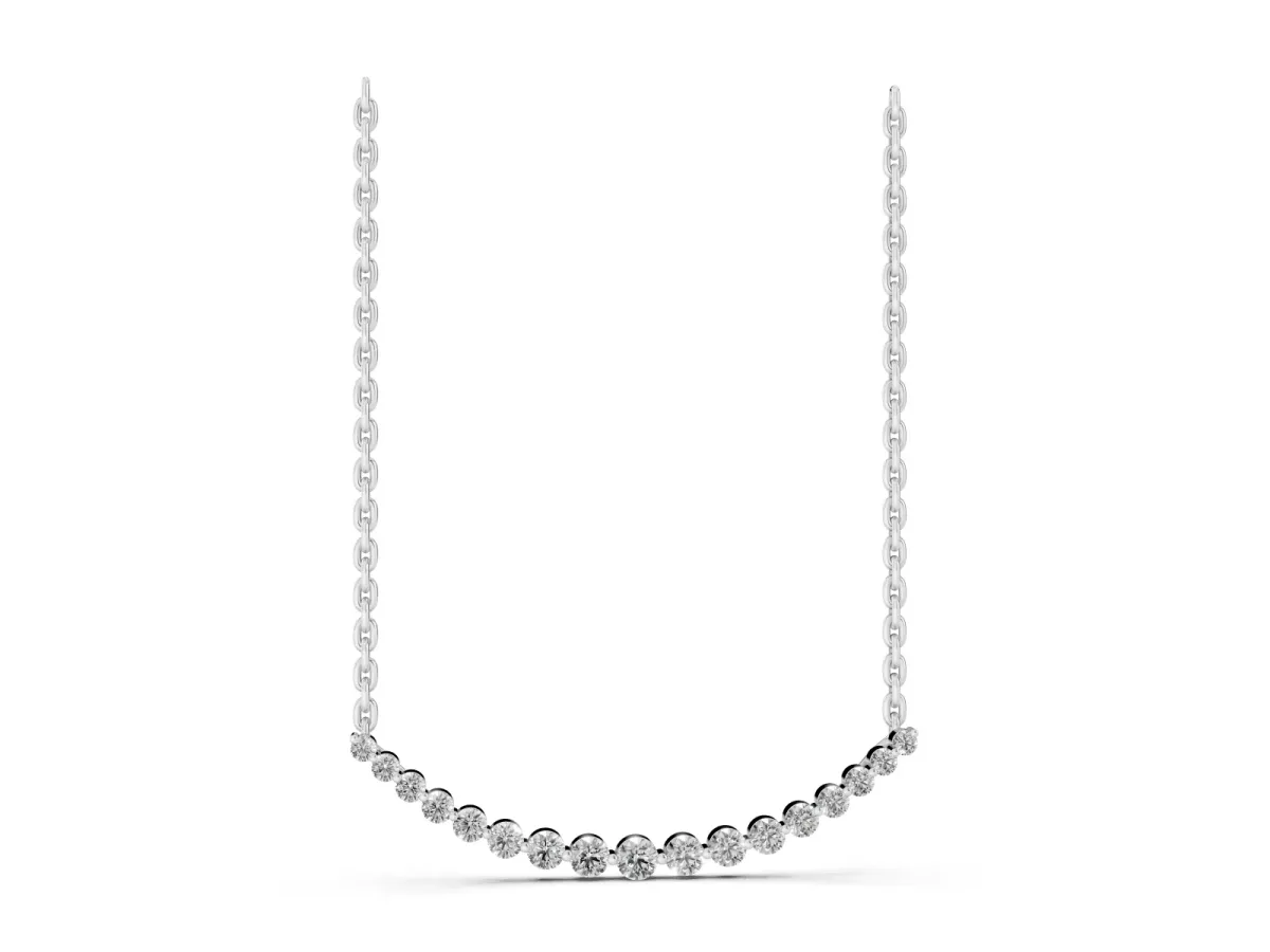 Round Diamond V-Prong Bar Pendant White gold