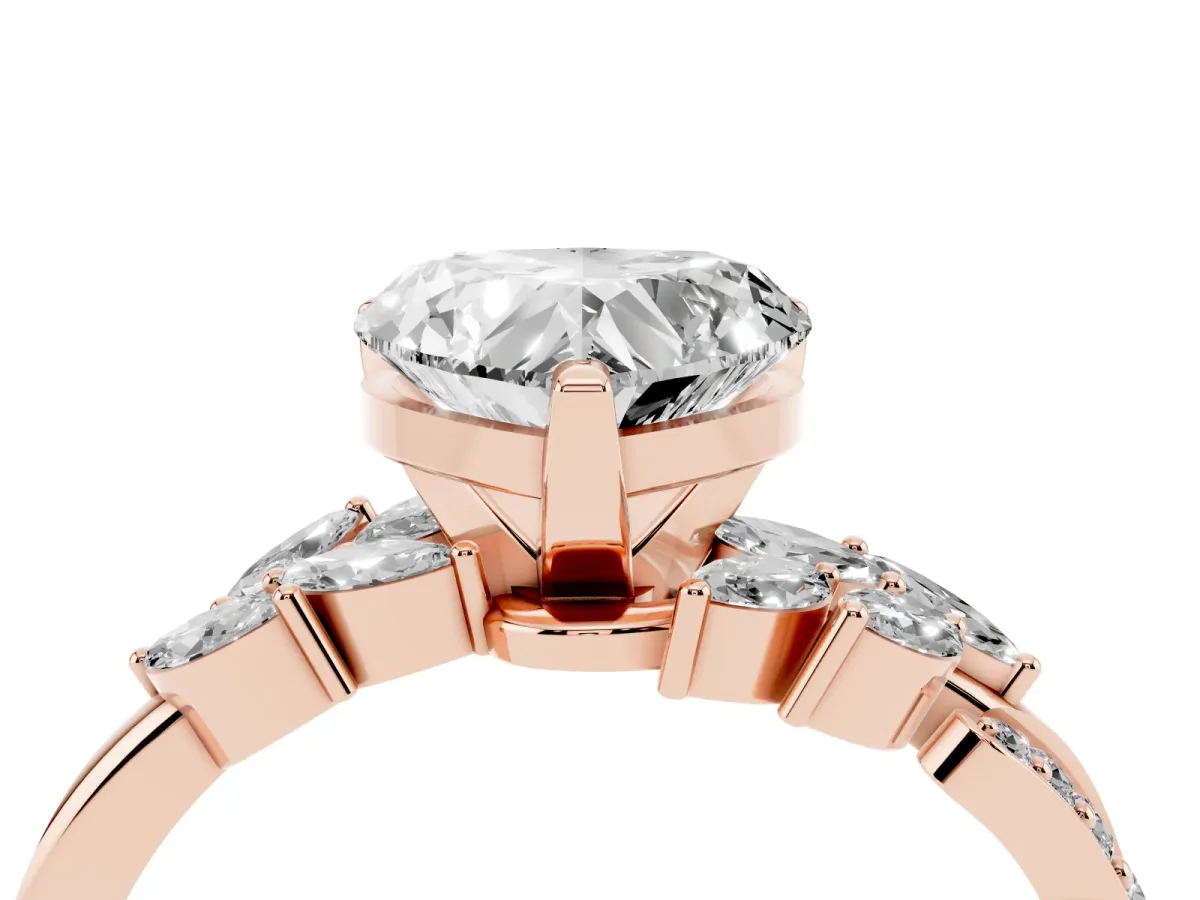 Heart Cut Solitaire Marquise Twist Band with Six-Prong Setting Rose gold