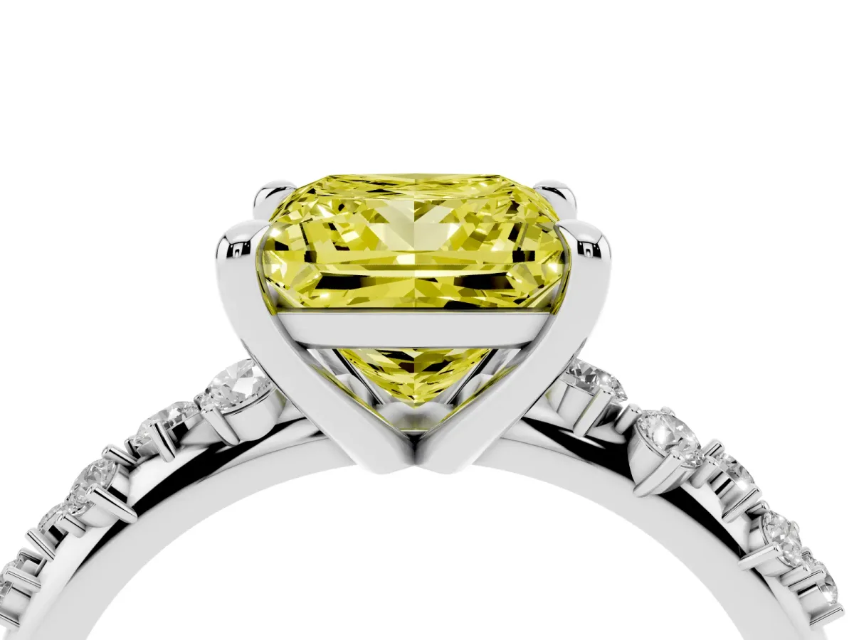Fancy Yellow Princess Cut Cut Diamond Vine Band with Four-Prong Setting Silver