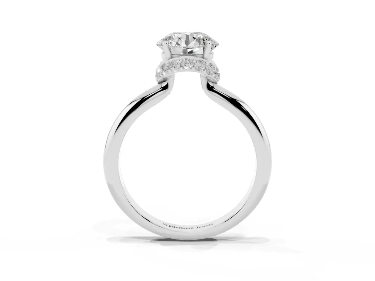 Round Cut Brilliant Solitaire Engagement Ring with Six-Prong Setting and Classic Band White gold