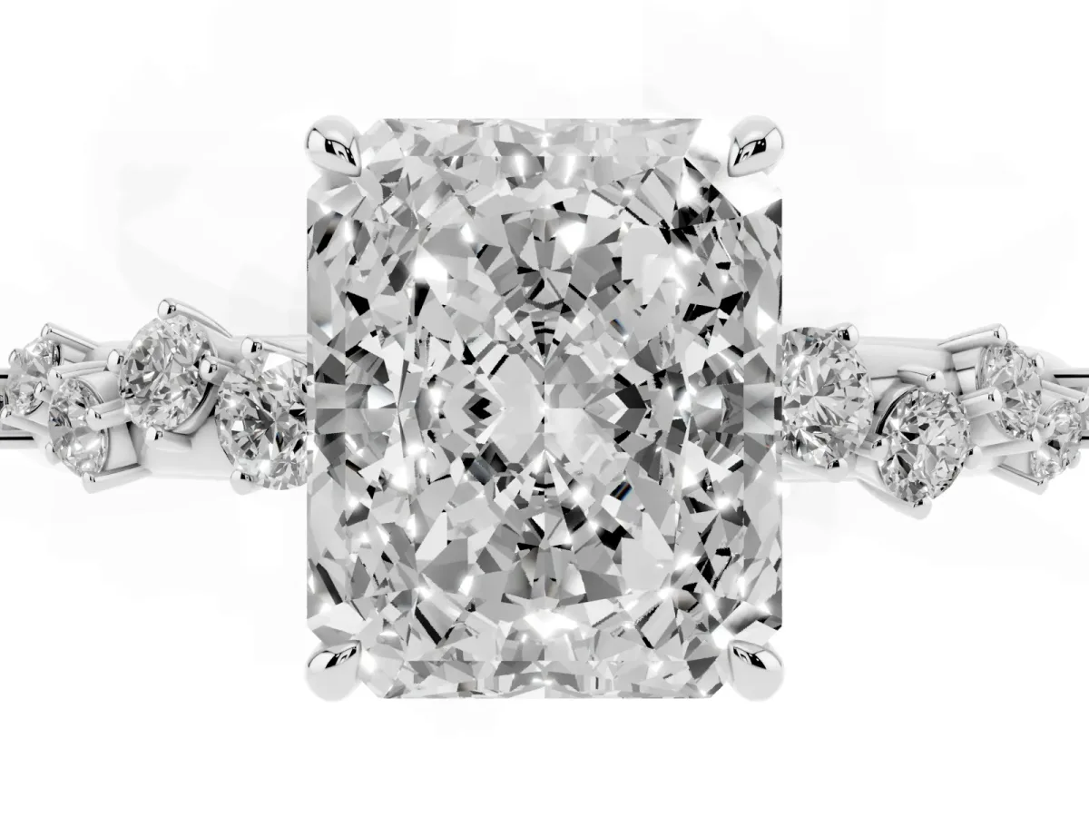 Radiant Cut Diamond Cluster Prong-Set Solitaire Ring Platinum