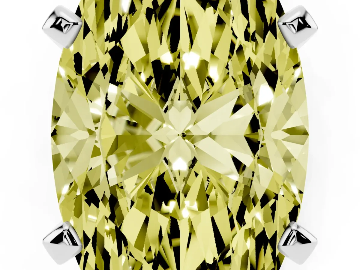 Fancy Yellow Marquise Cut Diamond Solitaire Ring with Prong Setting and Classic Band Silver