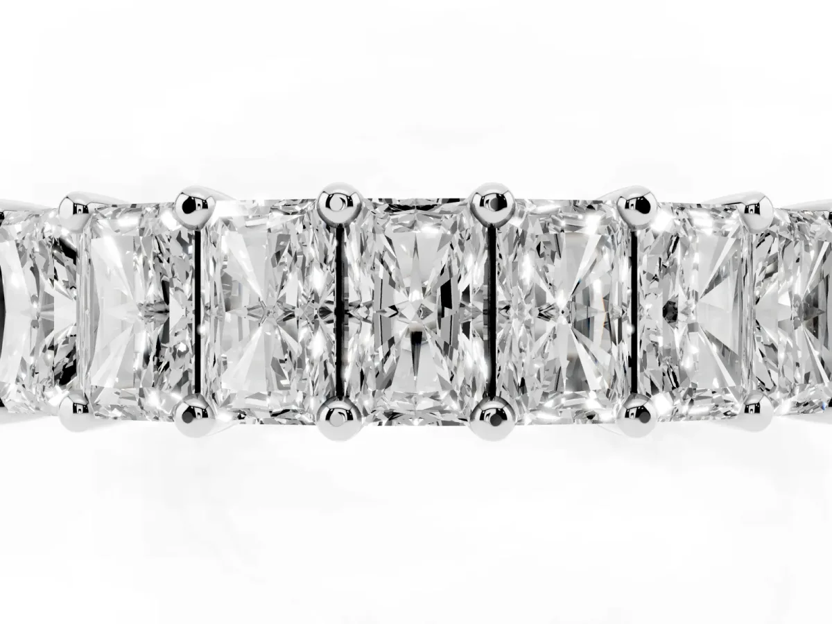 radiant Cut eternity band with shared prong setting Silver
