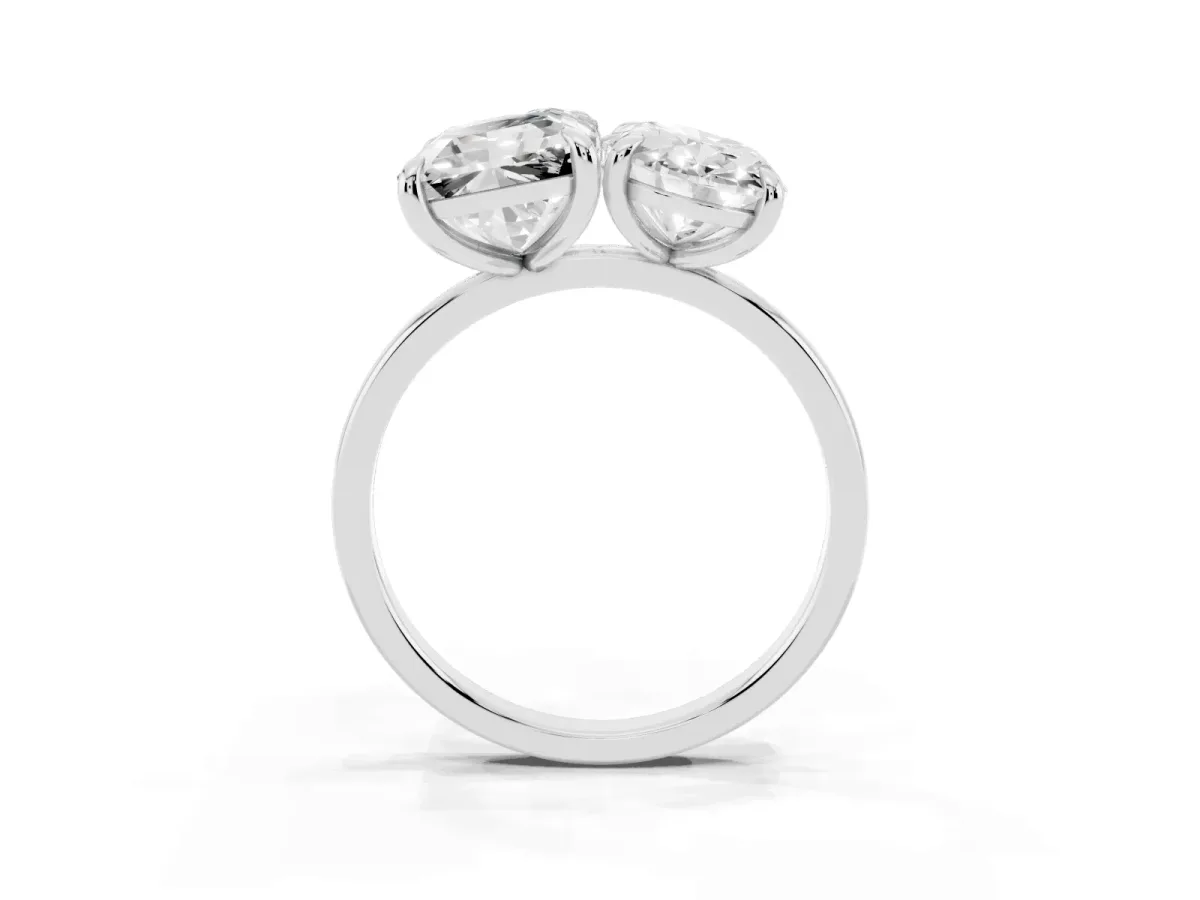 Oval and Emerald Toi Moi Ring with Prong Setting and Plain Band Platinum