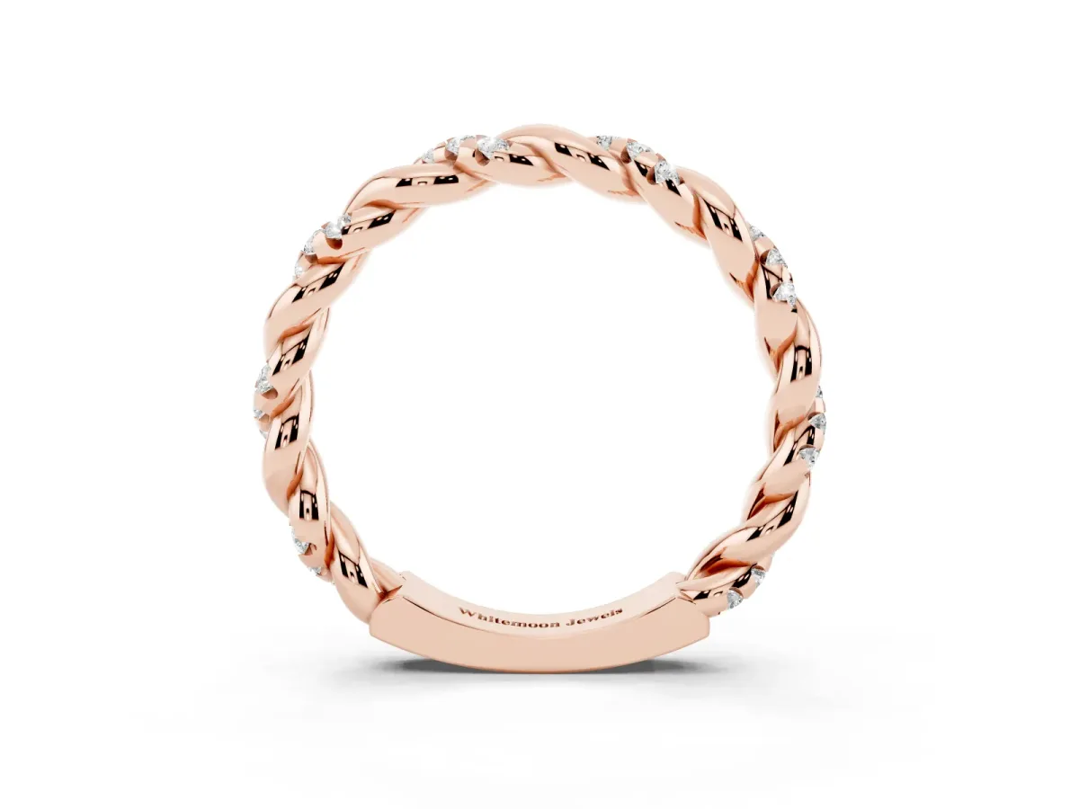 Twisted Pavé Round Diamond Eternity Band Rose gold