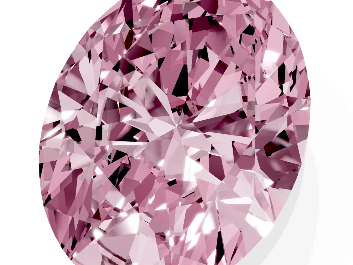 Fancy Pink Oval Cut Diamond Solitaire Ring with Prong Setting and Pavé Band Yellow gold