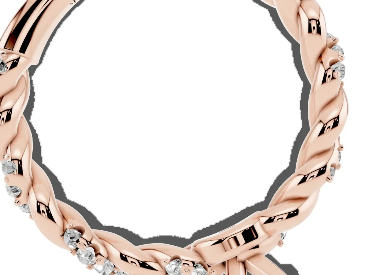 Fancy Yellow Oval Cut Diamond Solitaire Ring with Twisted Band and Pavé Accents Rose gold