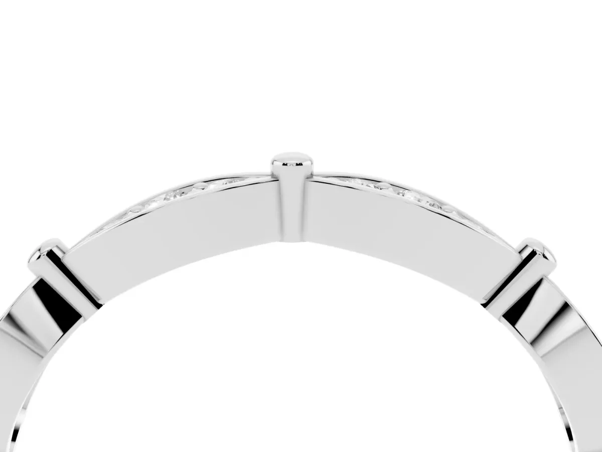 Marquise Diamond Pavé Eternity Band with Bezel Setting Silver