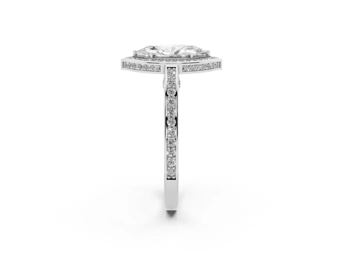 Marquise Cut Cut Halo Pave Split Shank Prong Setting Ring Platinum