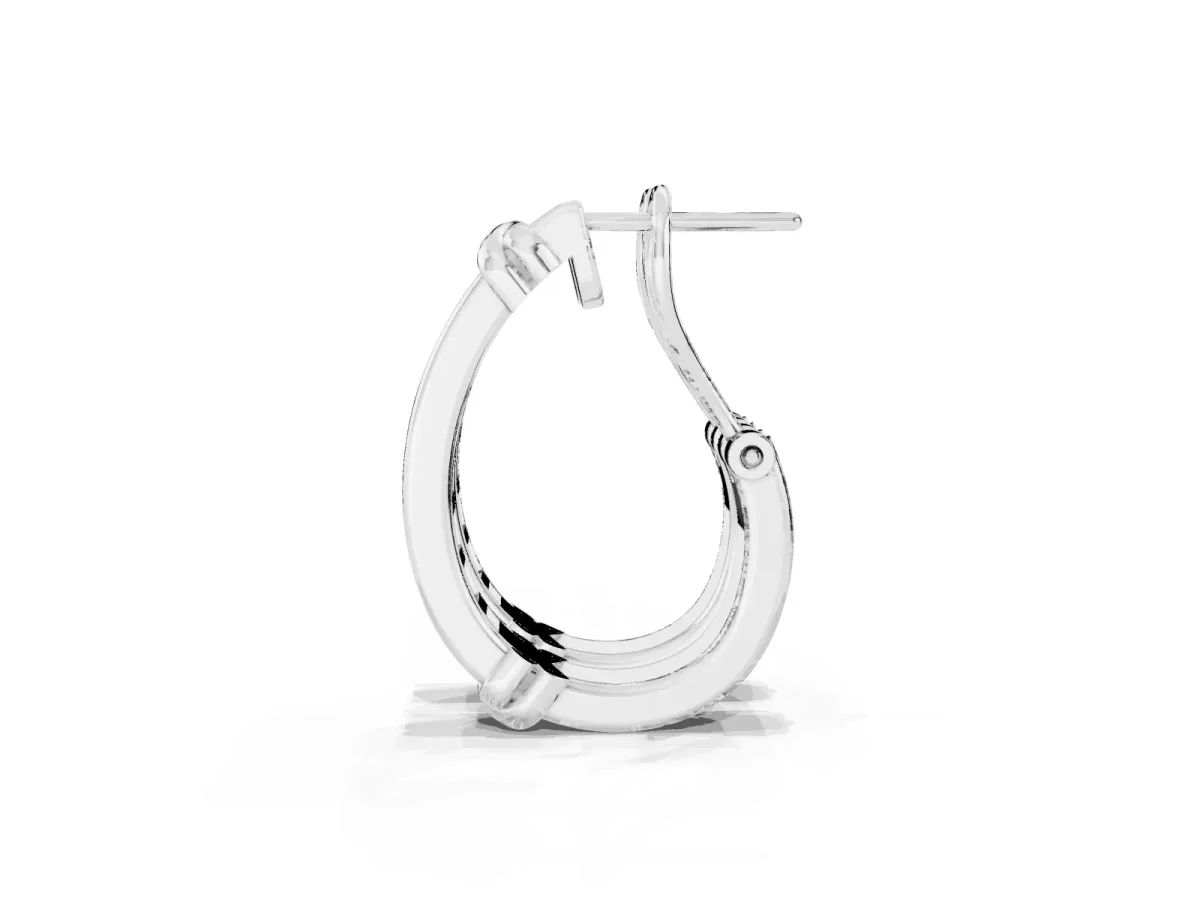 Channel-Set Round Diamond Two-Tone Hoop Earrings with Claw Prong Setting Silver