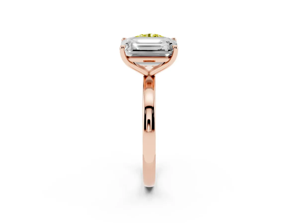 Fancy Yellow Round Cut and Emerald Cut Toi Moi Ring with Prong Setting Rose gold