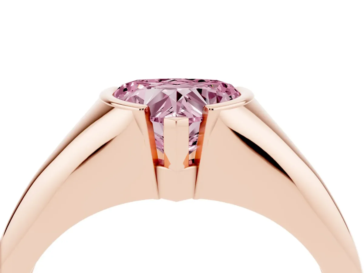 Fancy Pink Heart Cut Solitaire Tension Set Diamond Ring Rose gold