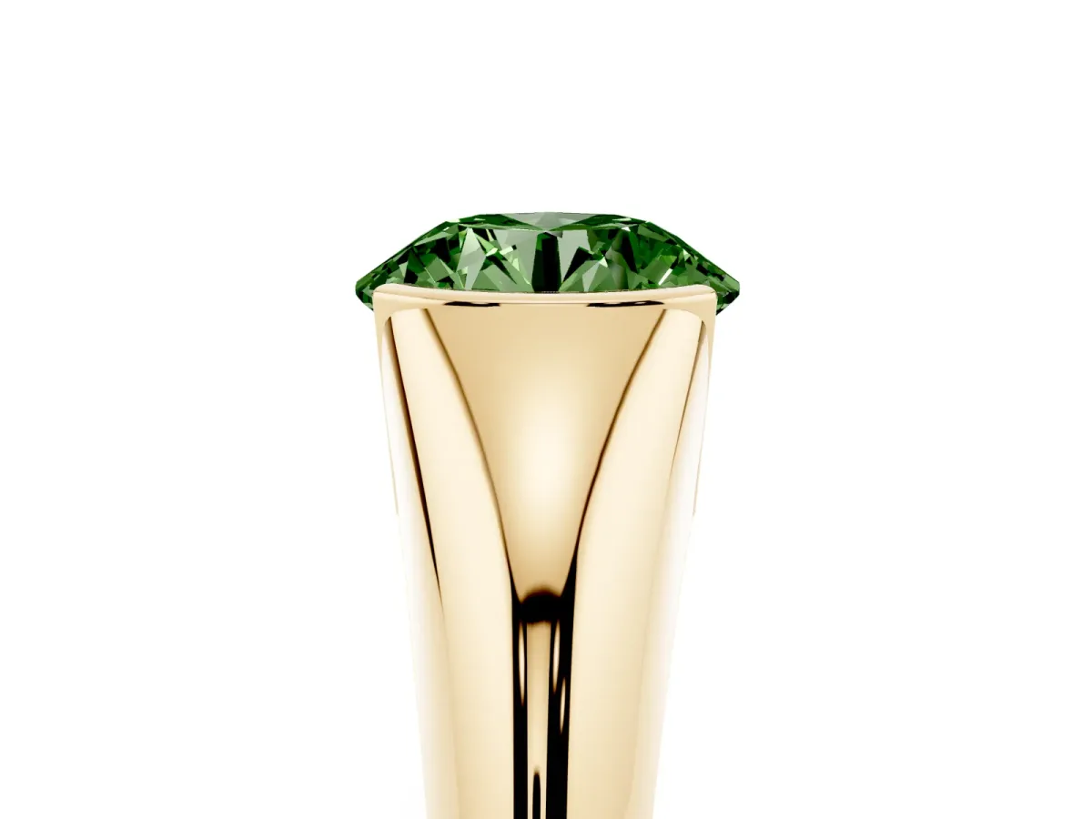 Fancy Green Round Cut Solitaire Tension Set Diamond Ring Yellow gold