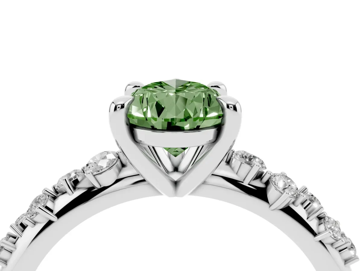 Fancy Green Pear Cut Cut Diamond Vine Band with Four-Prong Setting Platinum